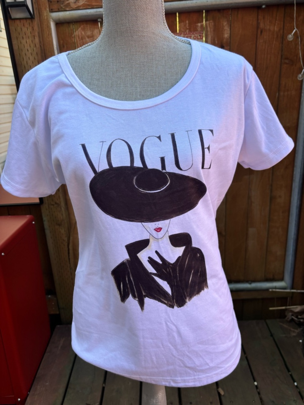 Vogue Graphic Illustration Tee | Fashion Sketch Wide Brim Hat | White